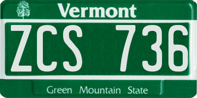 VT license plate ZCS736