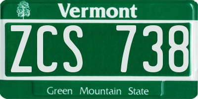 VT license plate ZCS738