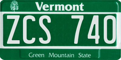 VT license plate ZCS740