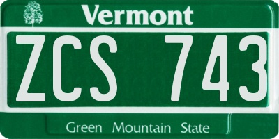 VT license plate ZCS743