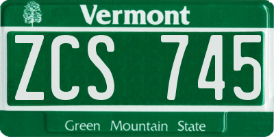 VT license plate ZCS745