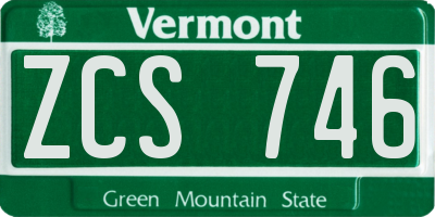 VT license plate ZCS746