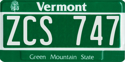 VT license plate ZCS747