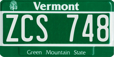 VT license plate ZCS748