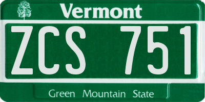 VT license plate ZCS751