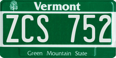 VT license plate ZCS752