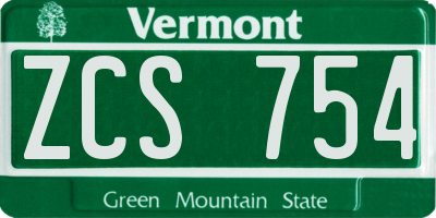 VT license plate ZCS754