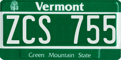 VT license plate ZCS755
