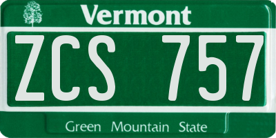 VT license plate ZCS757