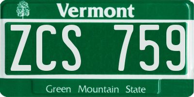 VT license plate ZCS759