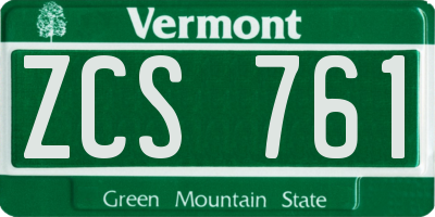 VT license plate ZCS761