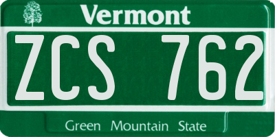 VT license plate ZCS762