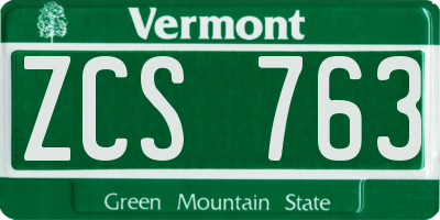 VT license plate ZCS763