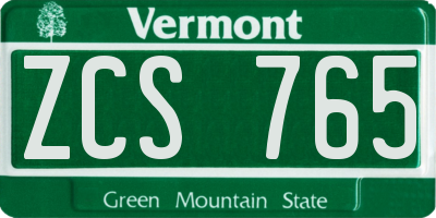 VT license plate ZCS765