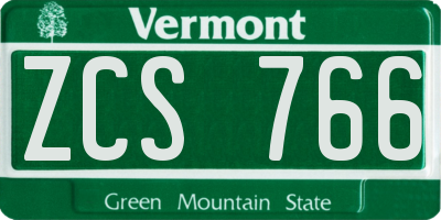 VT license plate ZCS766