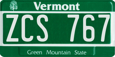 VT license plate ZCS767