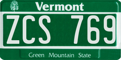 VT license plate ZCS769