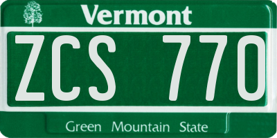 VT license plate ZCS770