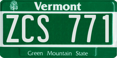 VT license plate ZCS771