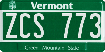 VT license plate ZCS773