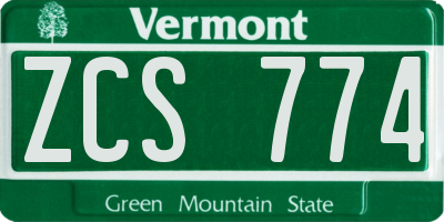 VT license plate ZCS774