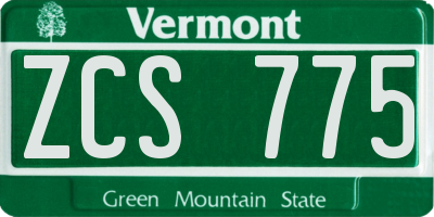 VT license plate ZCS775