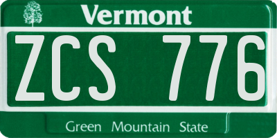 VT license plate ZCS776