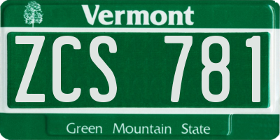 VT license plate ZCS781