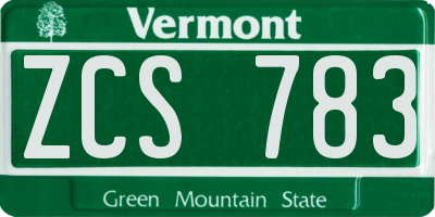 VT license plate ZCS783