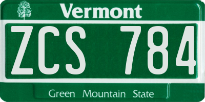 VT license plate ZCS784
