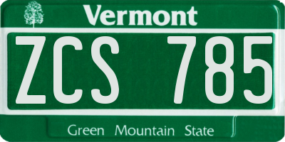 VT license plate ZCS785
