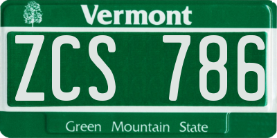 VT license plate ZCS786