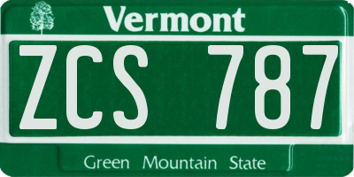 VT license plate ZCS787