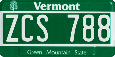 VT license plate ZCS788