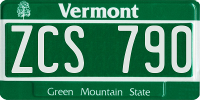 VT license plate ZCS790