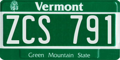 VT license plate ZCS791