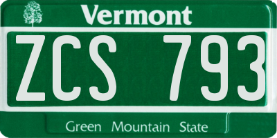VT license plate ZCS793