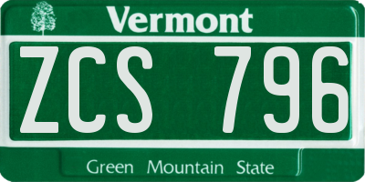 VT license plate ZCS796