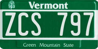 VT license plate ZCS797