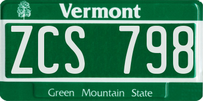 VT license plate ZCS798