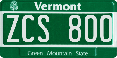 VT license plate ZCS800