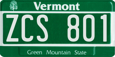 VT license plate ZCS801