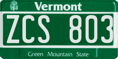 VT license plate ZCS803