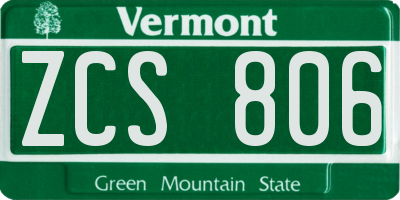 VT license plate ZCS806