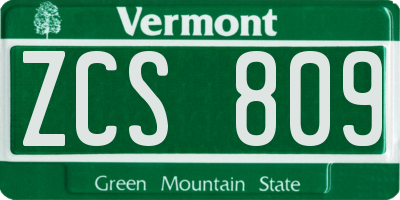 VT license plate ZCS809