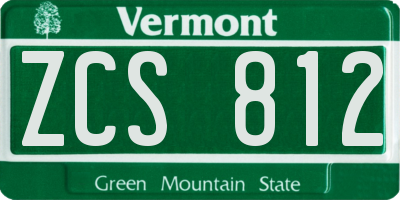 VT license plate ZCS812