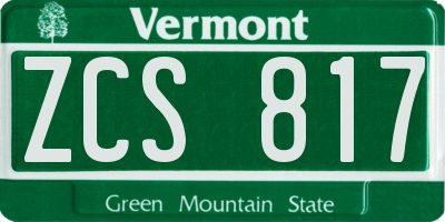 VT license plate ZCS817