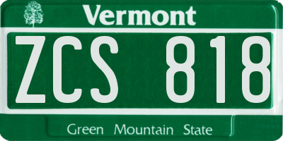 VT license plate ZCS818