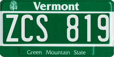 VT license plate ZCS819