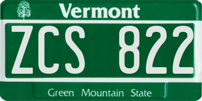 VT license plate ZCS822
